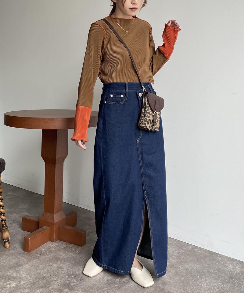 袖先配色プリーツメロープルオーバー