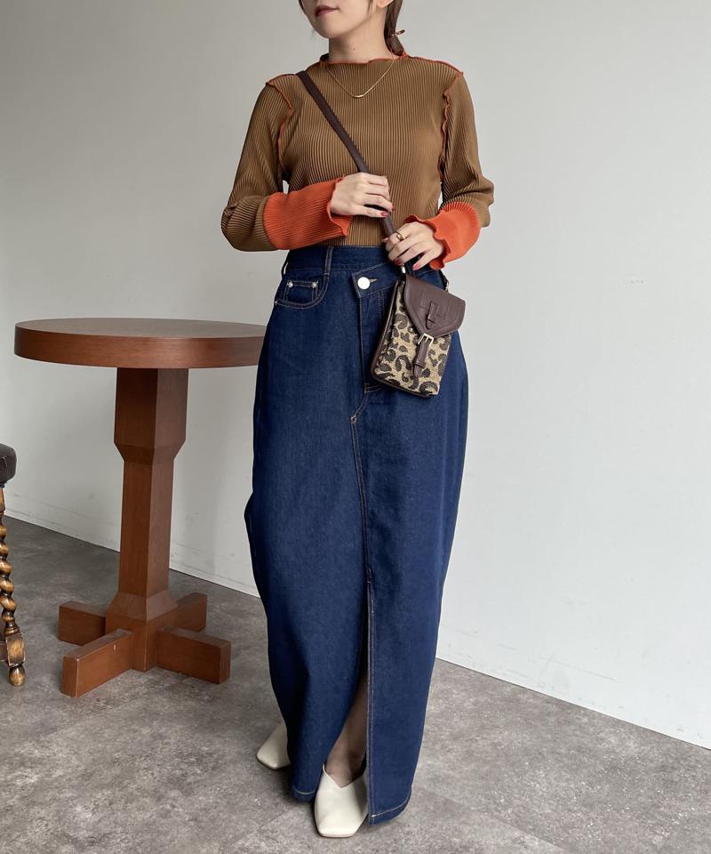 袖先配色プリーツメロープルオーバー