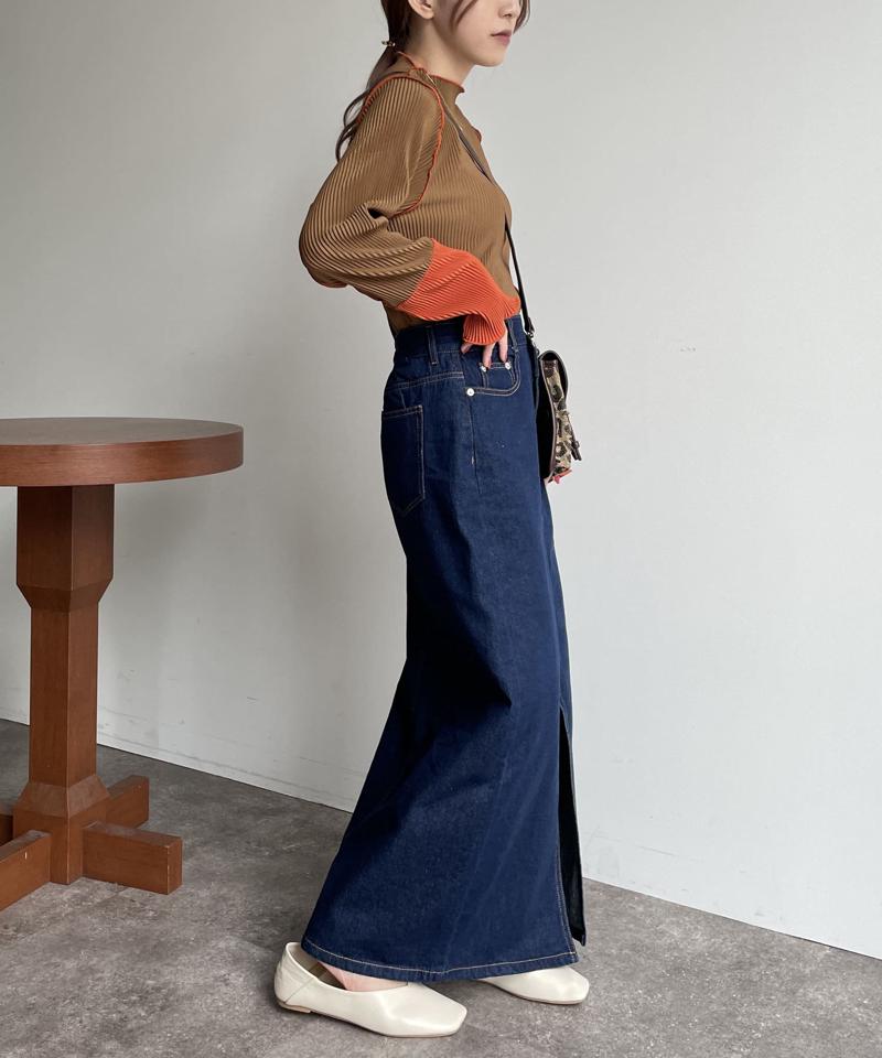 袖先配色プリーツメロープルオーバー