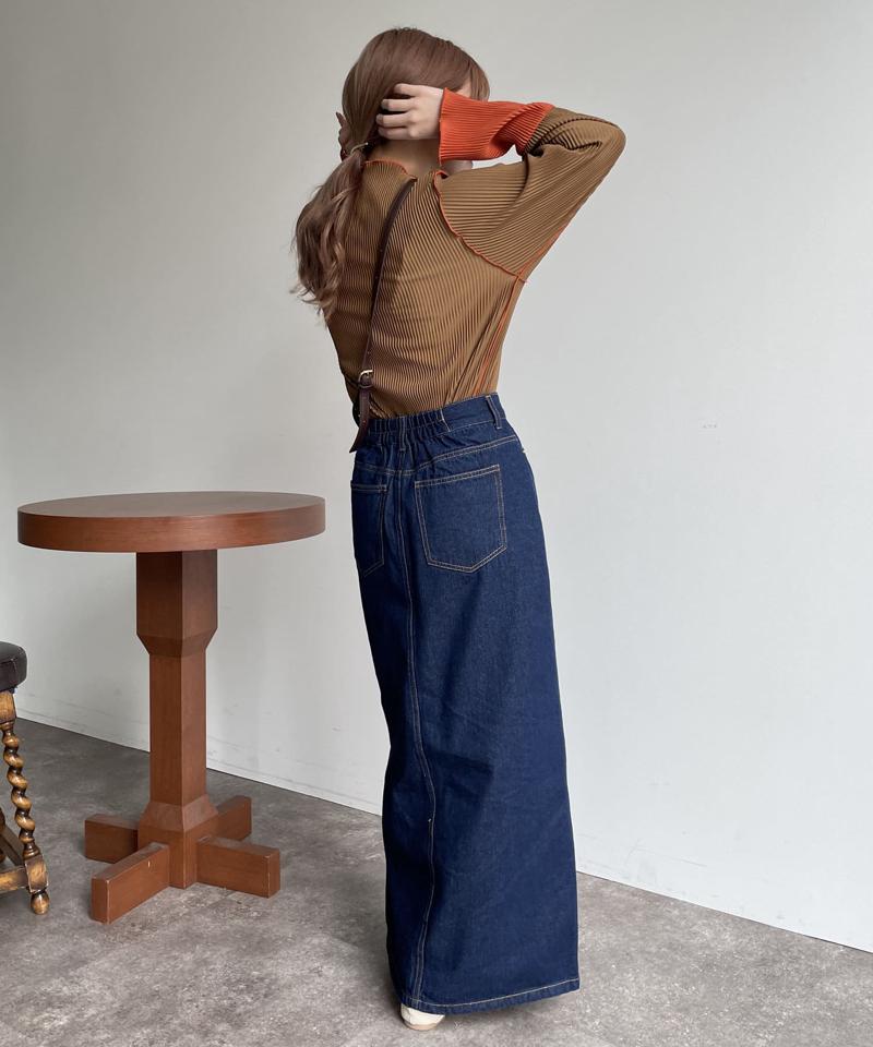 袖先配色プリーツメロープルオーバー