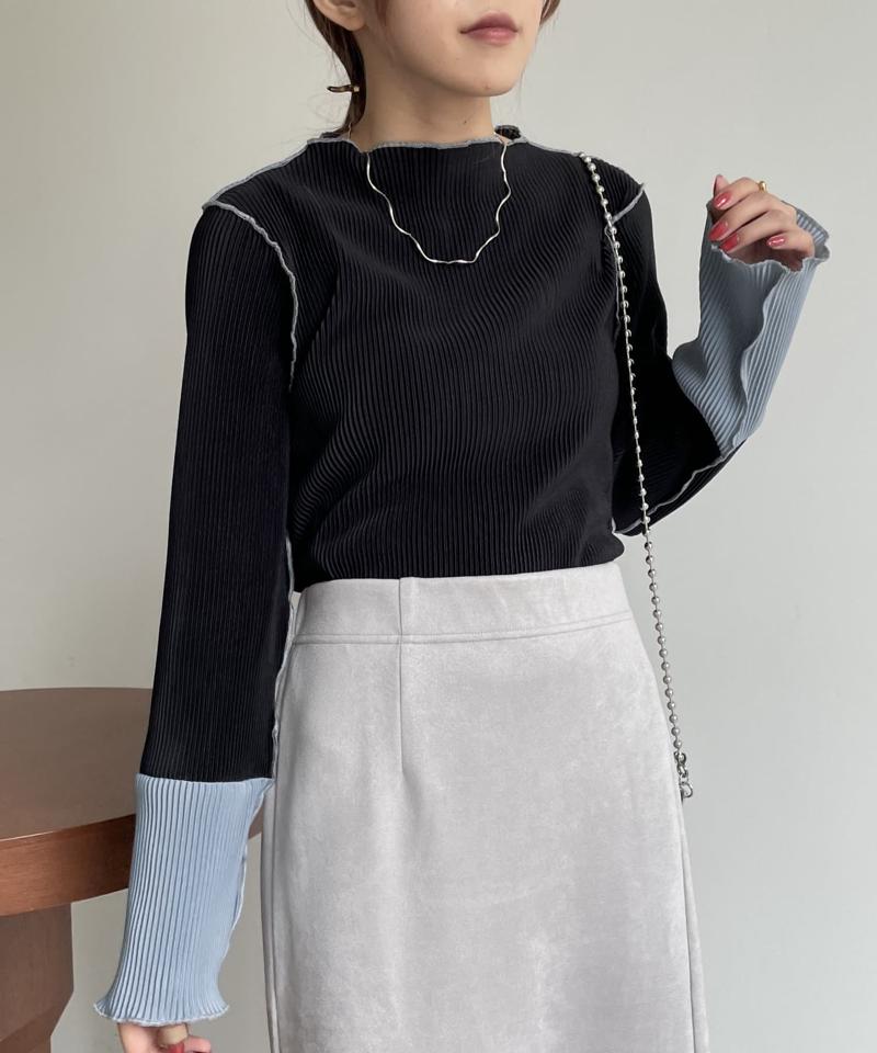 袖先配色プリーツメロープルオーバー