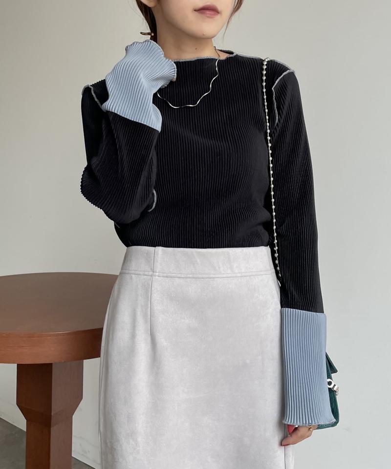 袖先配色プリーツメロープルオーバー