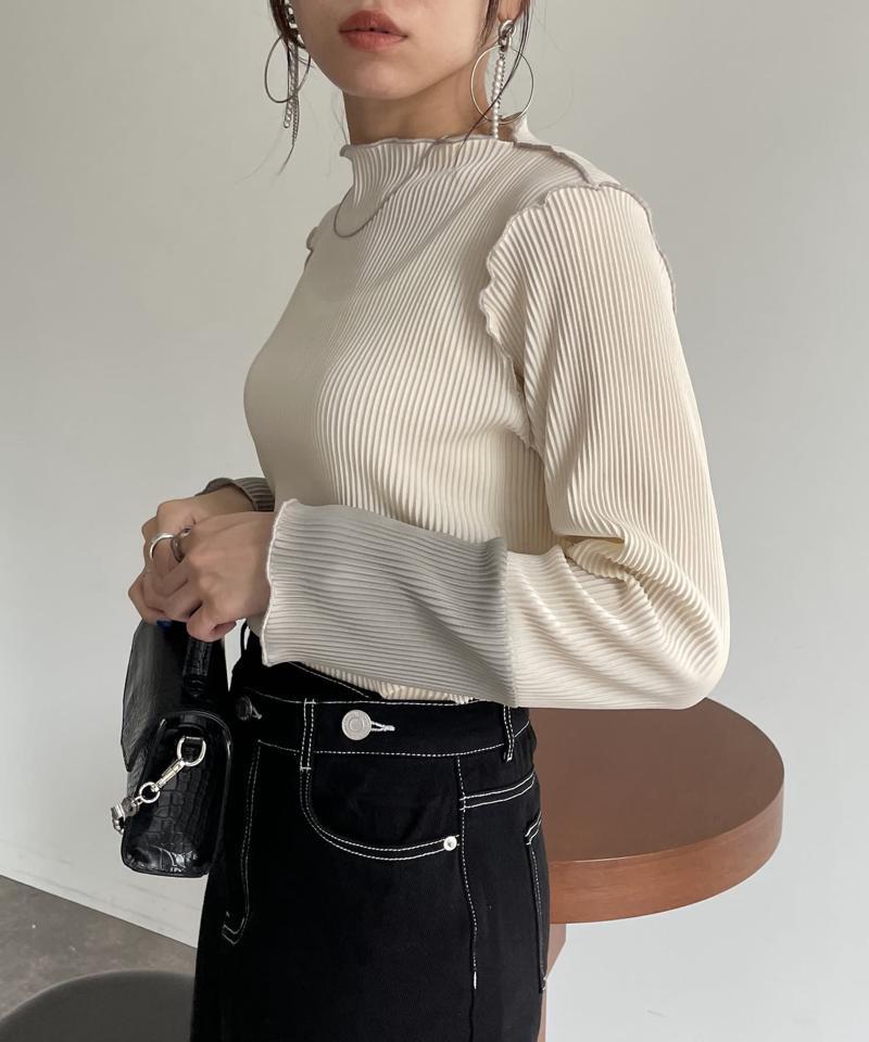 袖先配色プリーツメロープルオーバー