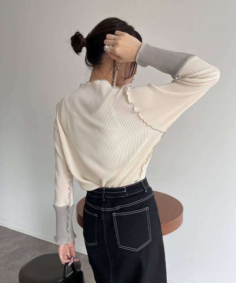 袖先配色プリーツメロープルオーバー