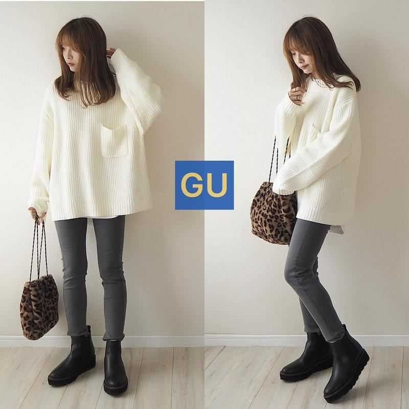 Natsumiwear Gu ジーユー の ローゲージワイドフィットクルーネックセーター 長袖 Nt E をあわせたコーディネート Parte