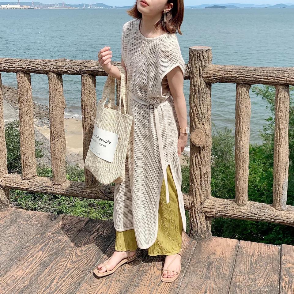 Waaaaammm Tiptop Pocket ティップトッププラスポケット の Tiptop ベルト付きメッシュ編みチュニック Tiptop をあわせたコーディネート Parte