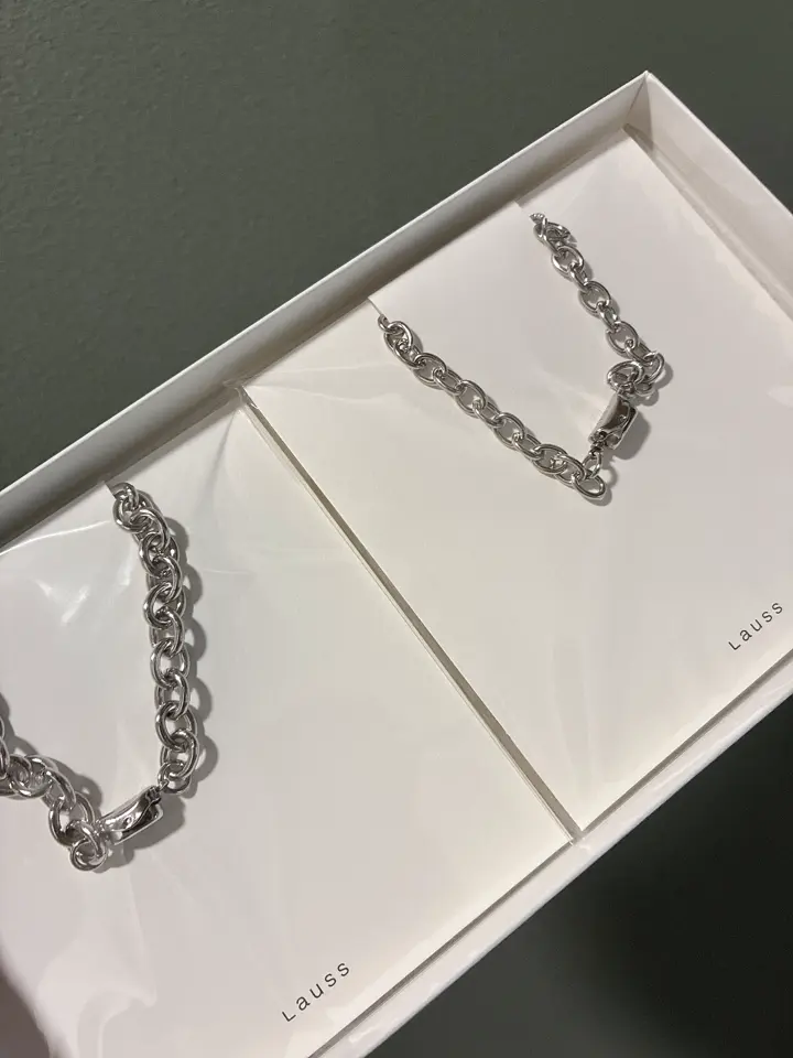 太めアズキチェーンのシンプルなペアブレスレット/ペアアンクレット