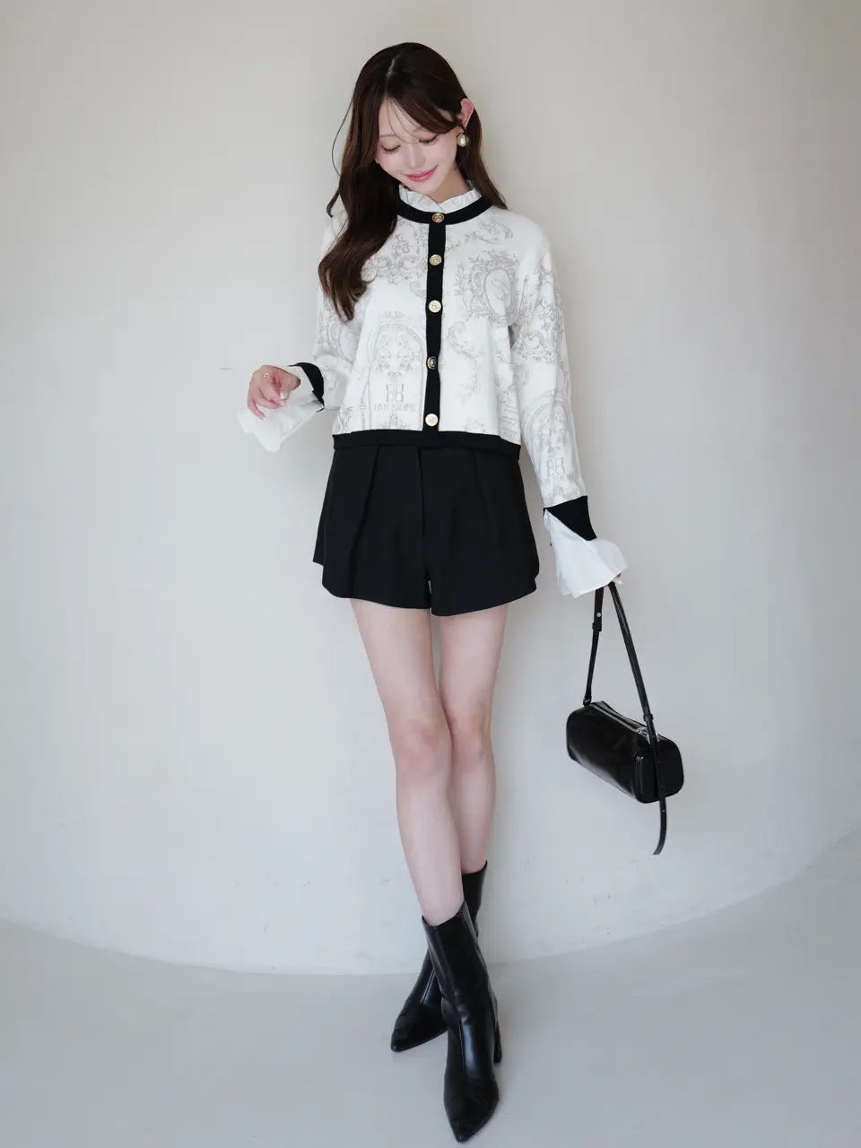 ATTACHED COLLAR JOUY CARDIGAN