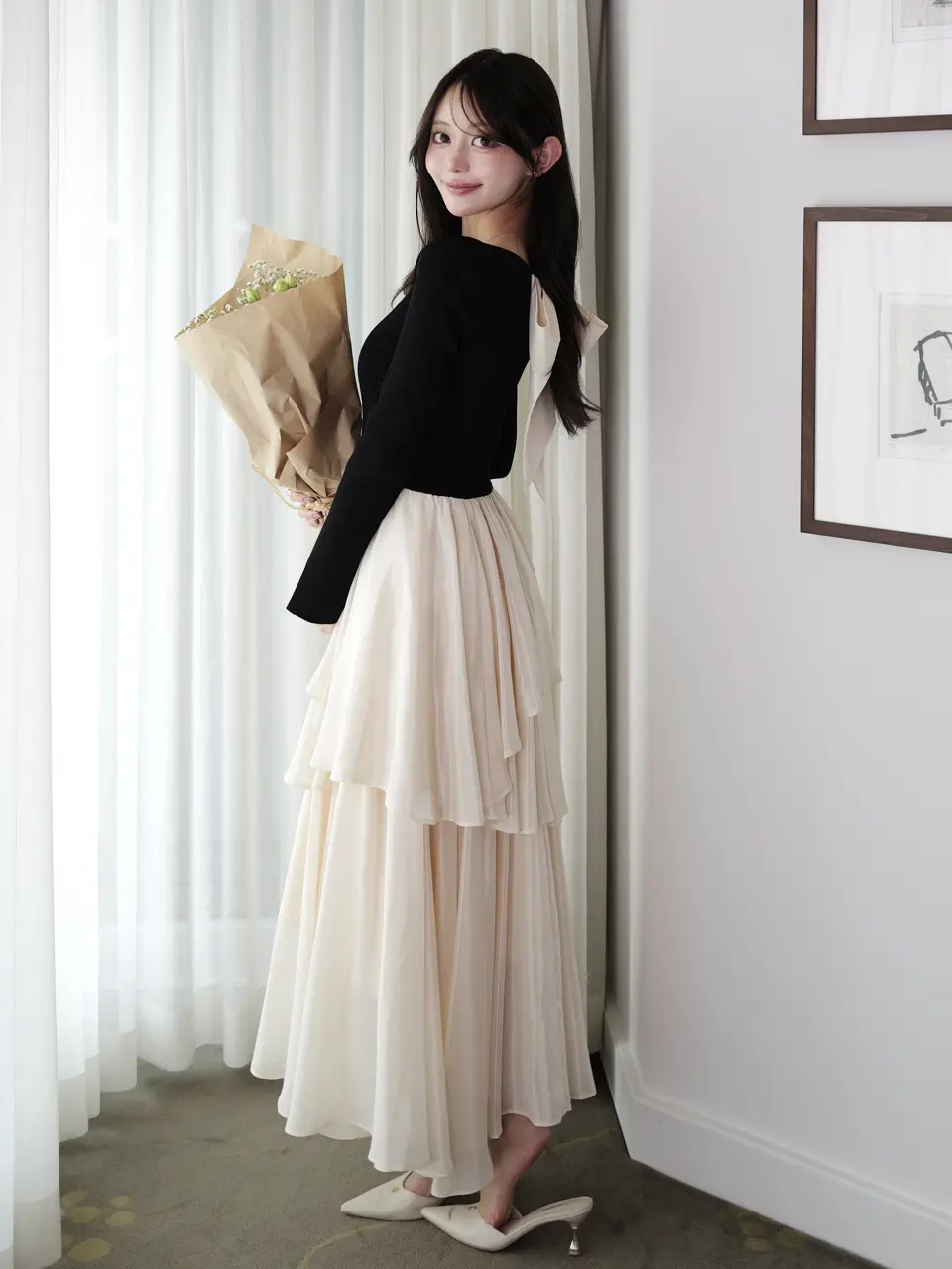 RUFFLE COMBINATION DRESS