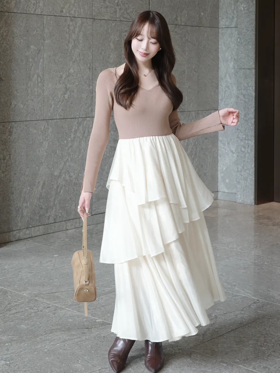 RUFFLE COMBINATION DRESS